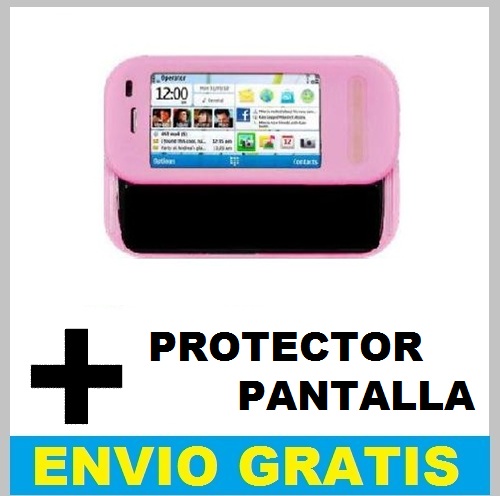 FUNDA SILICONA PARA NOKIA C6 / C6-00 + PROTECTOR PANTALLA ROSA